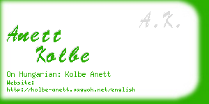 anett kolbe business card